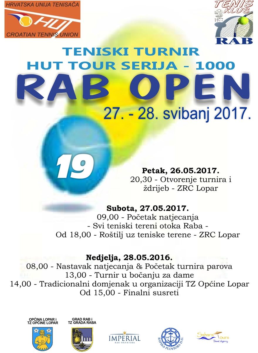 RAB OPEN – Otvoreno prvenstvo Raba u tenisu (bivši Sun Adria Cup) / 27.-28.5.2017.