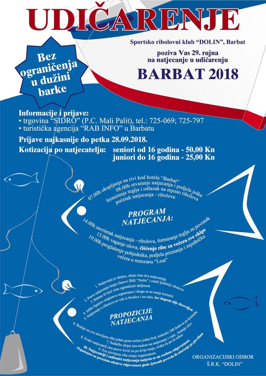 U subotu 29.9.2018. u Barbatskom kanalu starta tradicionalno “UDIČARENJE BARBAT 2018.”