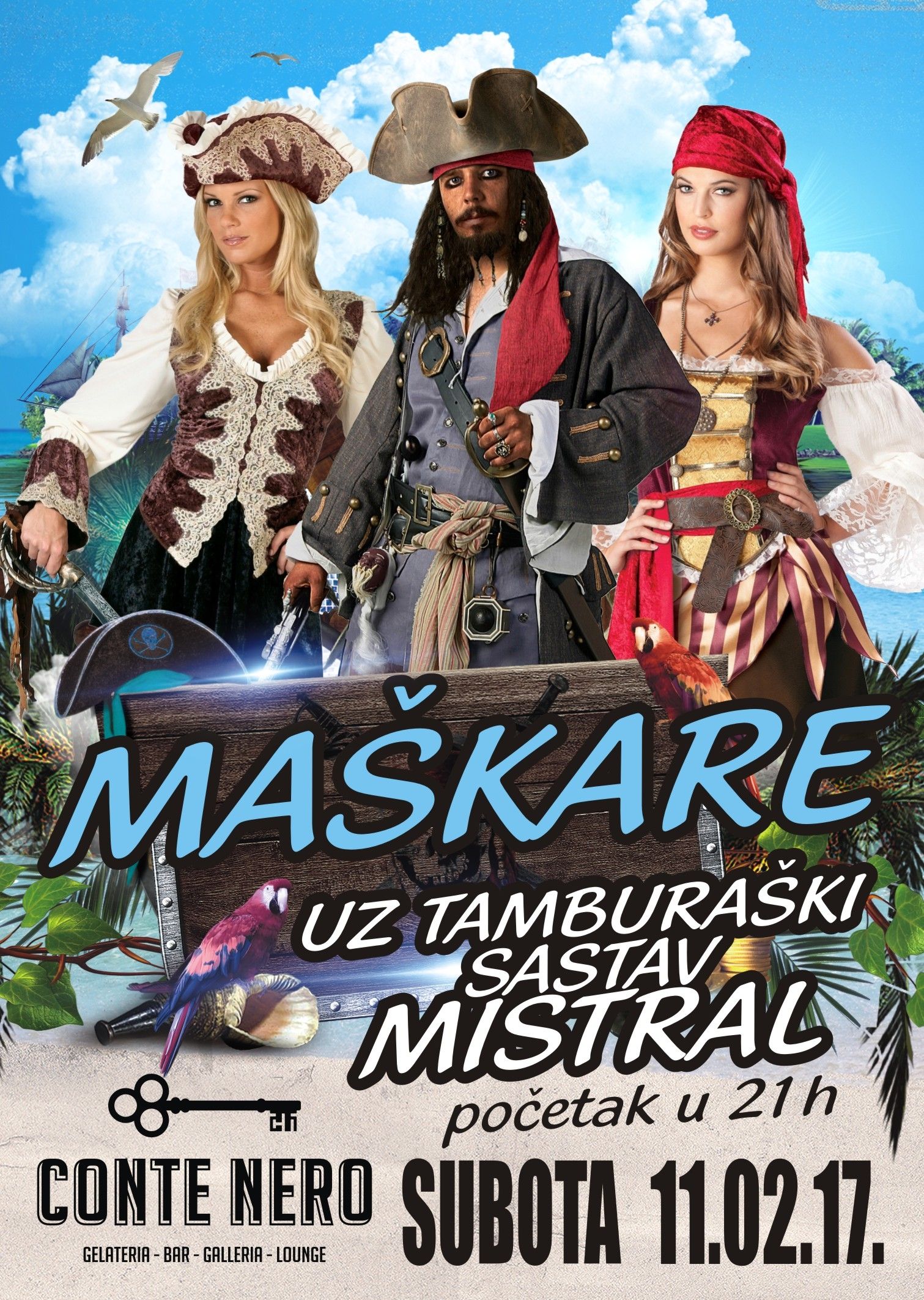 Karnevalska subota s piratima i tamburašima u CONTE NERU / Subota 11.2.2017. u 21h