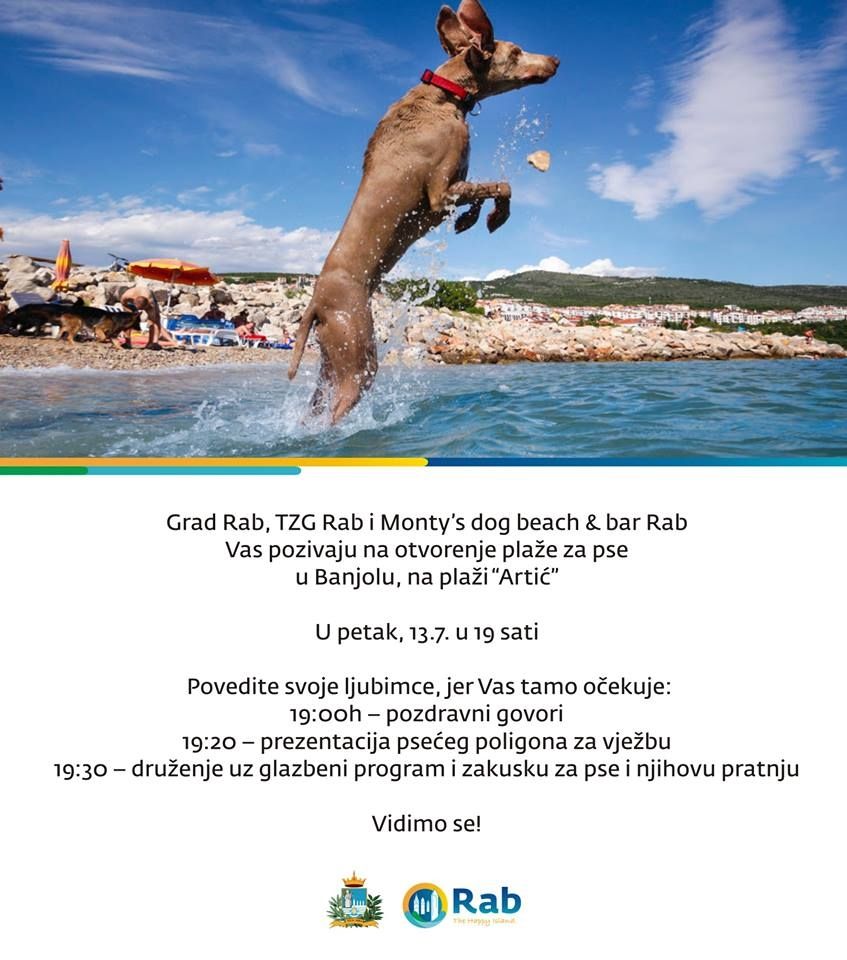 U Banjolu na plaži „Artić“ otvara se prva plaža za pse na području Grada Raba / (pet.) 13.7.2018. u 19h