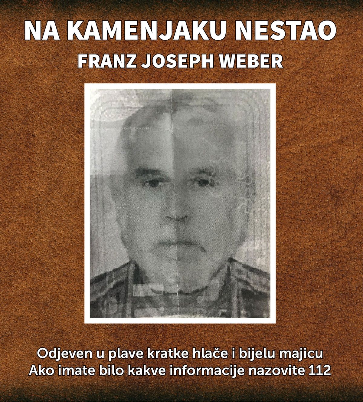 Na Kamenjaku traje potraga za nestalim 69-godišnjim Franzom Josephom Weberom