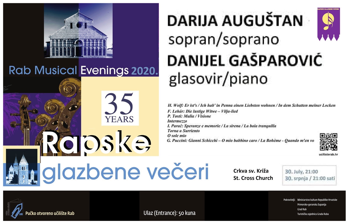 35. RGV – Koncert | Darija Auguštan, sopran i Danijel Gašparović, glasovir| (čet.) 30.7.2020. u 21h