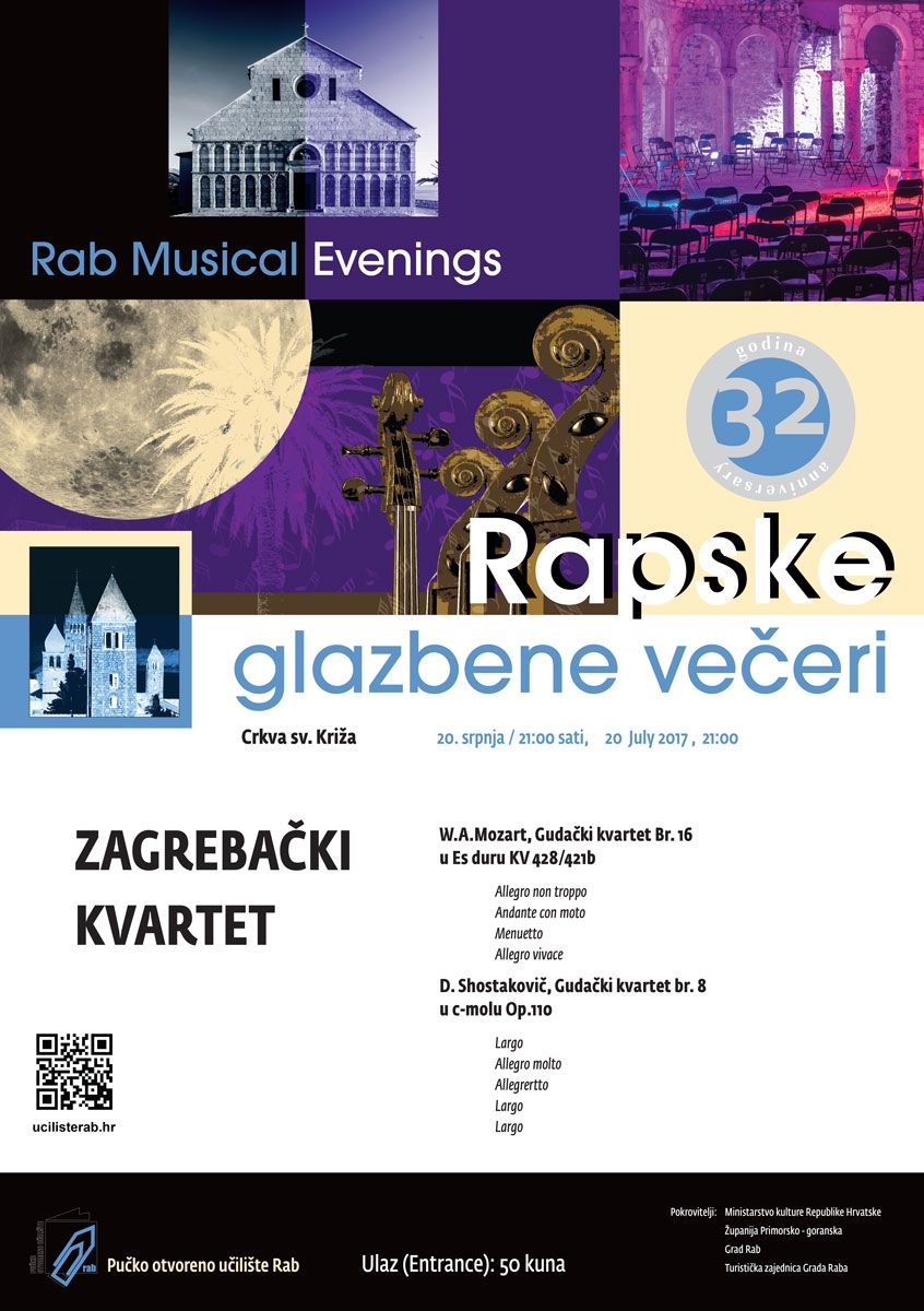 RGV – Koncert Zagrebačkog kvarteta / Thu/Čet 20/7/2017 – Crkva sv. Križa u 21h