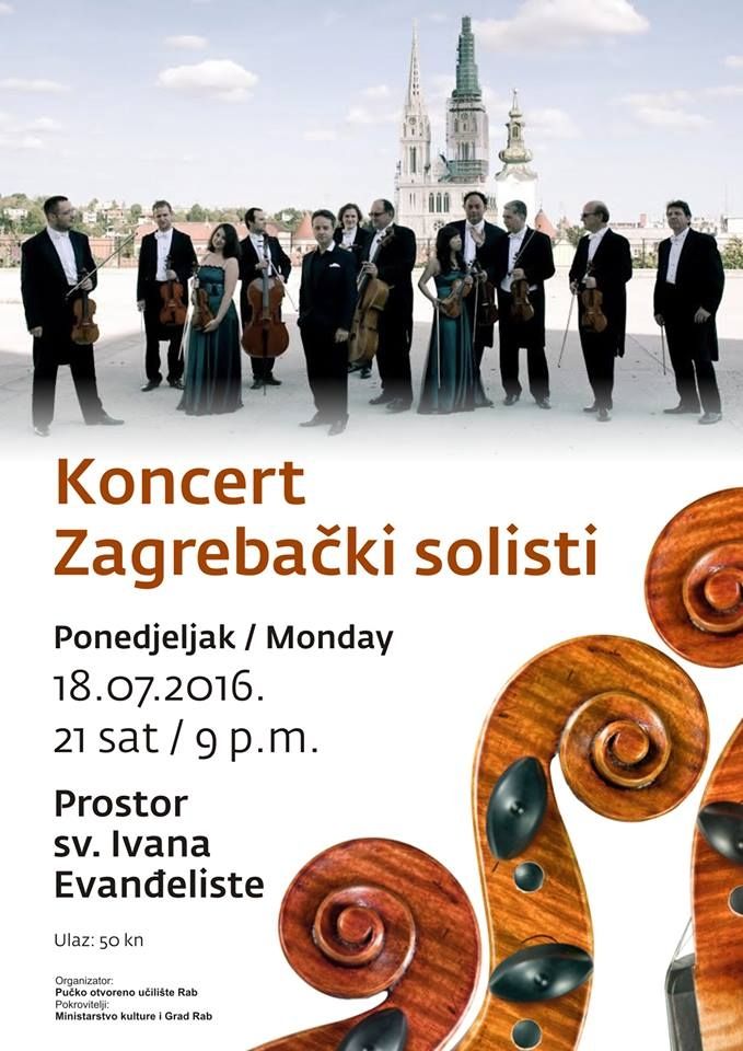 Koncert Zagrebački solisti – Ponedjeljak, 18.07.2016. u 21.00 sat, prostor sv. Ivana Evanđeliste