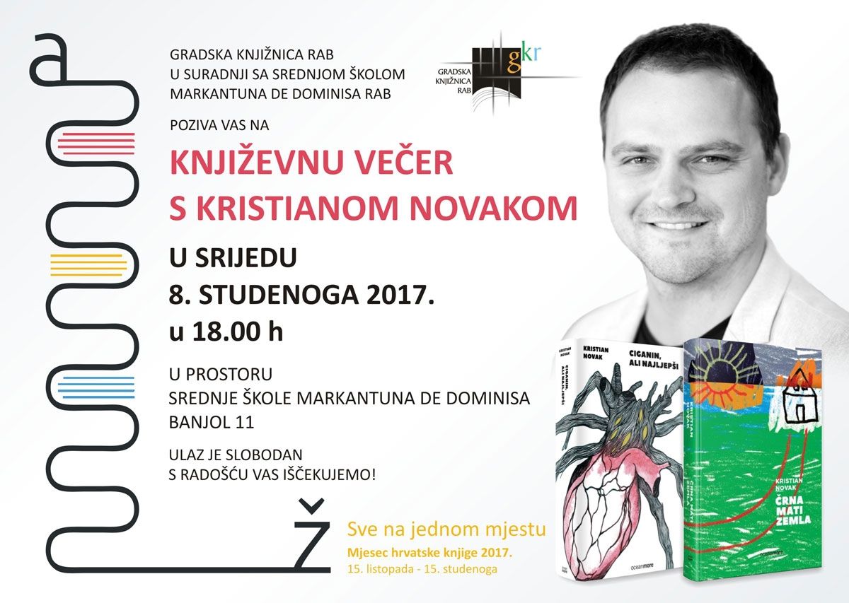Književni susret s Kristianom Novakom, višestruko nagrađivanim hrvatskim književnikom / Sri., 8.11.2017. u 18h