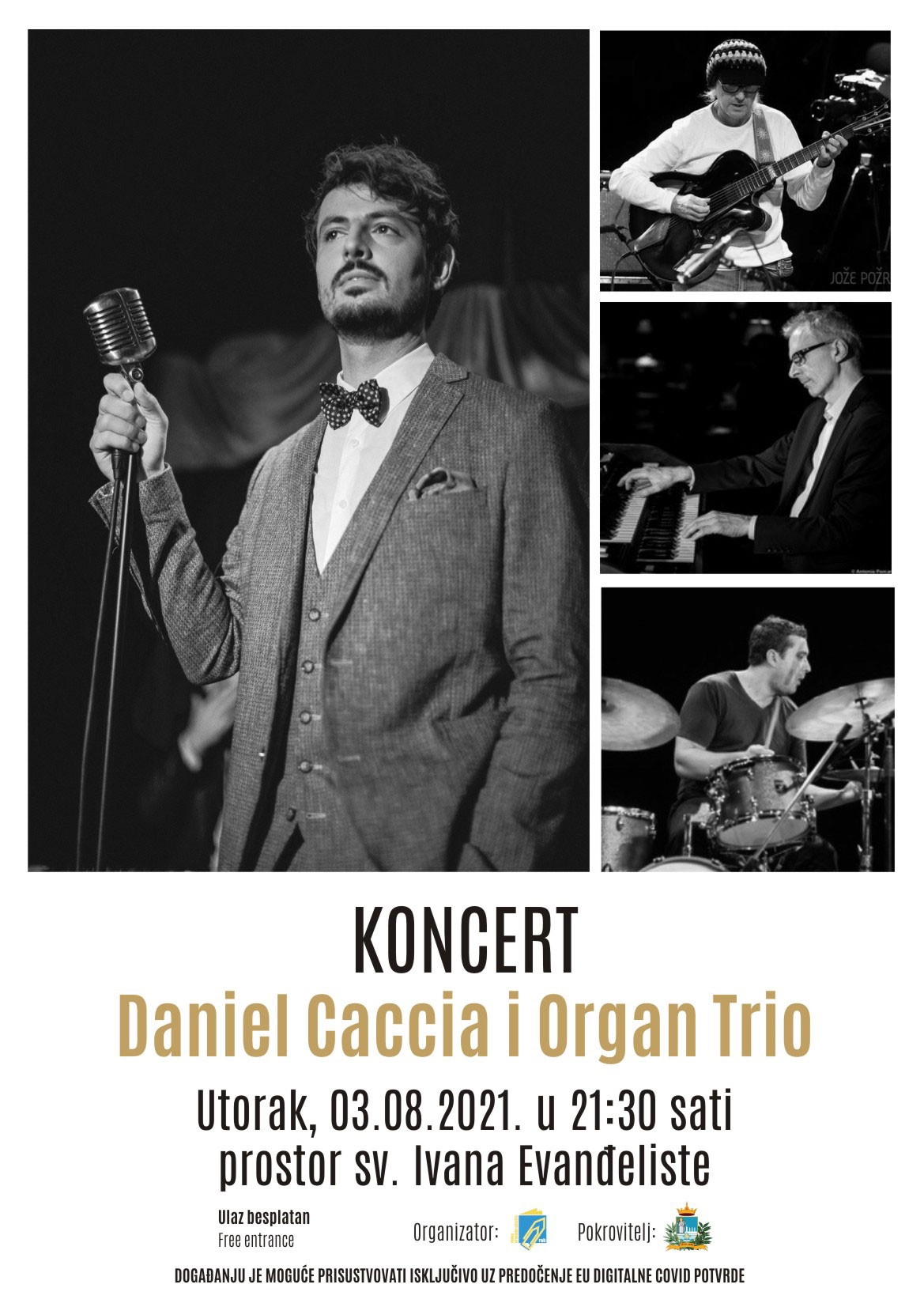 Koncert “Daniel Caccia i Organ Trio” | (uto.) 2.8.2021. u 21.30h – prostor sv. Ivana Evanđeliste
