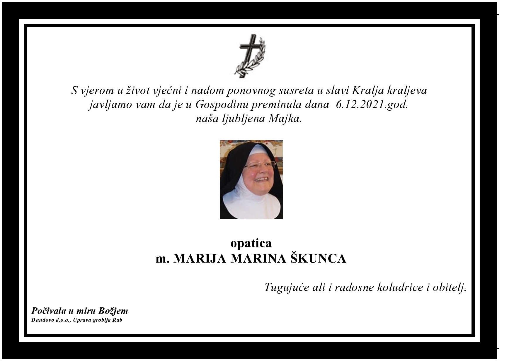 opatica m. MARIJA MARINA ŠKUNCA