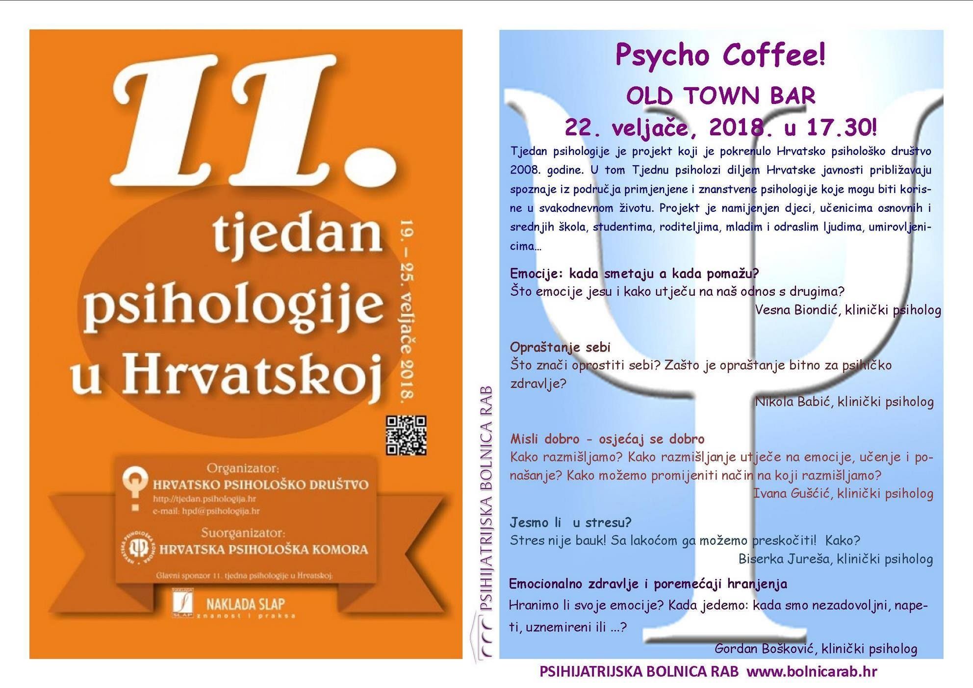 U “Tjednu psihologije” svratite na popodnevnu “Psycho Coffee”! / OLD TOWN BAR – 22.2.2018. u 17.30h