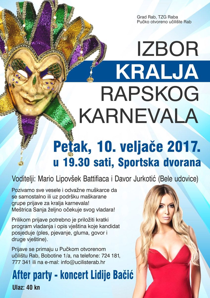 Izbor za kralja karnevala uz Bele udovice i koncert Lidije Bačić