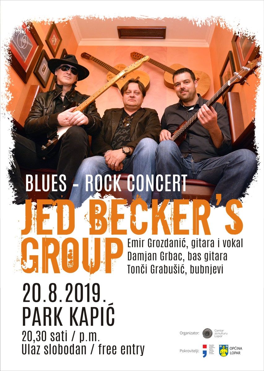Blues-rock atrakcija JED BECKER’S GROUP u parku Kapić u Loparu / (uto.) 20.8.2019. u 20,30h
