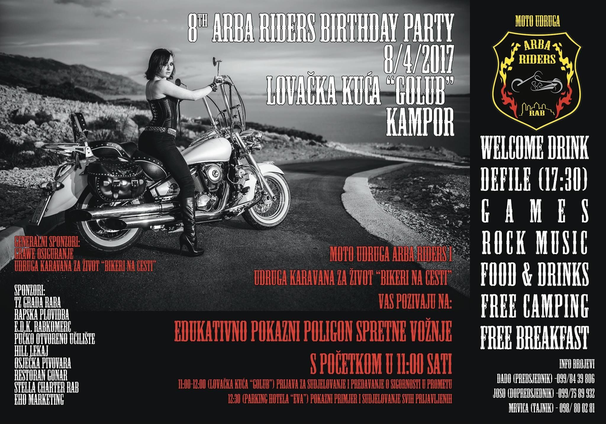 Dođite na 8. rođendanski party Arba Ridersa! / Subota 8.4.2017. od 11h