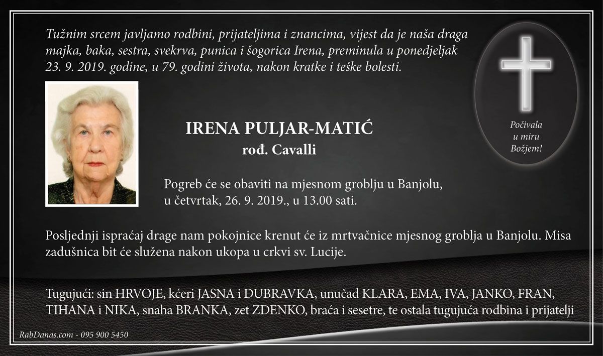 IRENA PULJAR-MATIĆ rođ. Cavalli