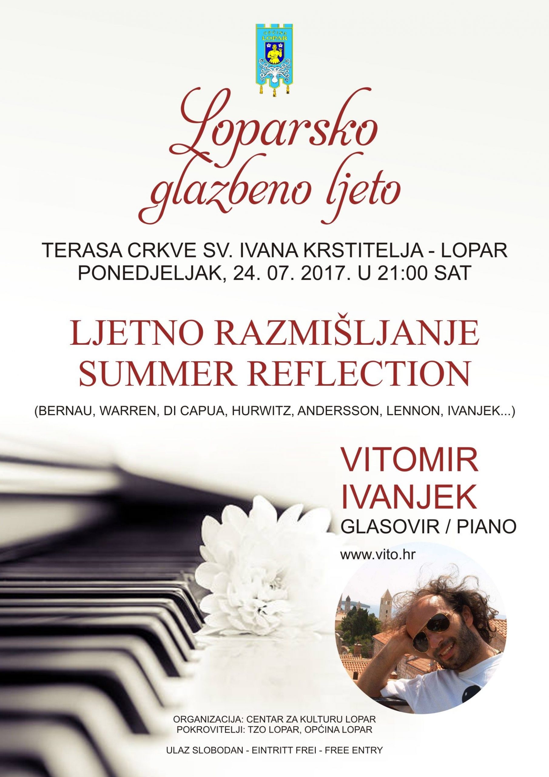 Koncert „Ljetno razmišljanje“ pijanista Vitomira Ivanjeka / Lopar, 24/7/2017 u 21h