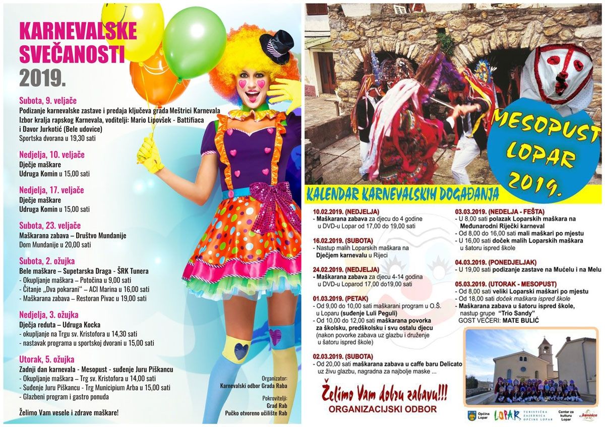 Pregled karnevalskih svečanosti na otoku Rabu