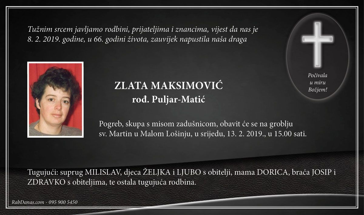 ZLATA MAKSIMOVIĆ rođ. Puljar-Matić