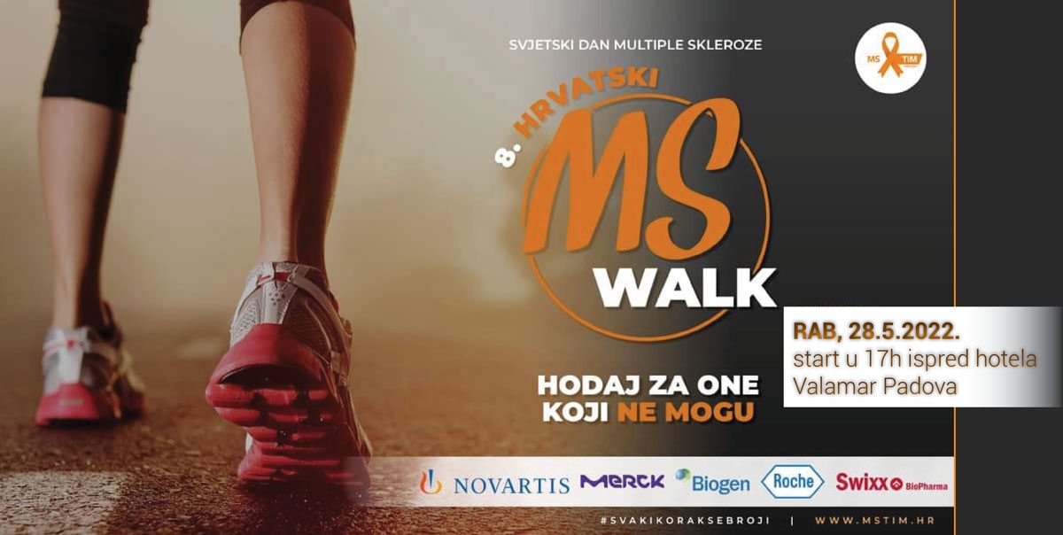 I Rab će brojati korake na 8. po redu “MS walk-u” – hodu za oboljele od Multiple skleroze | (sub.) 28.5.2022. u 17h