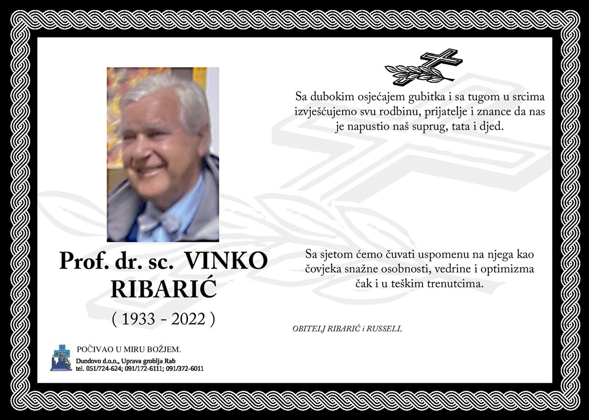 Prof. dr. sc. VINKO RIBARIĆ