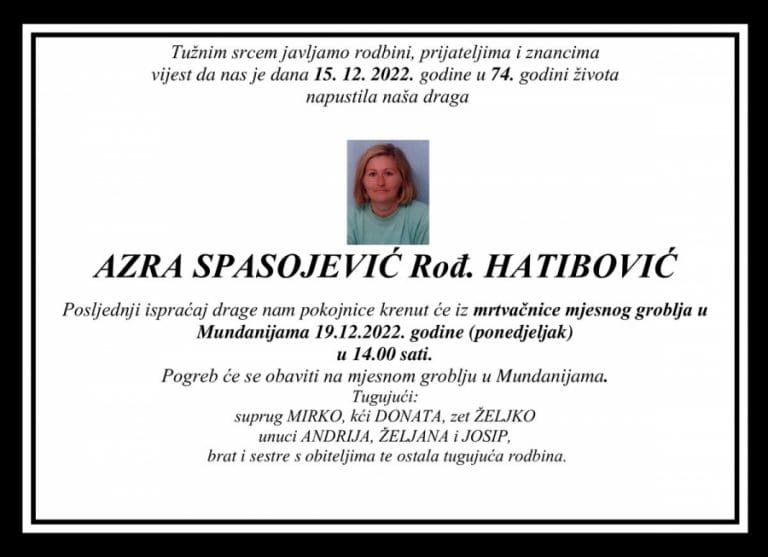AZRA SPASOJEVIĆ rođ. Hatibović