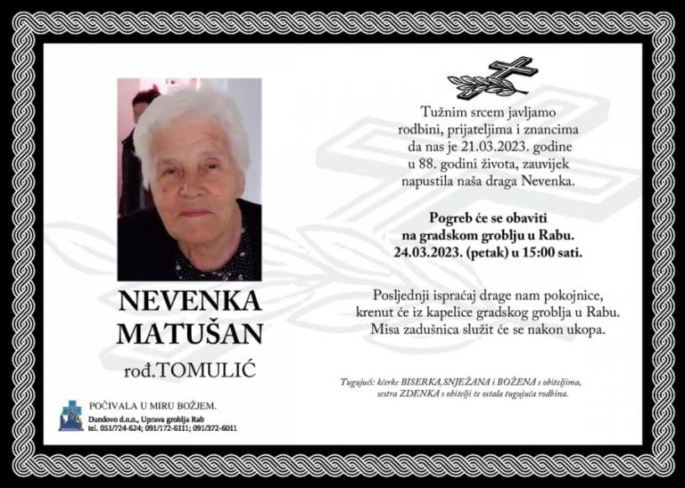 NEVENKA MATUŠAN rođ. Tomulić