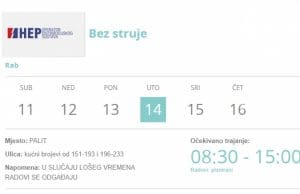 HEP ODS – Obavijest o prekidu opskrbe el. energijom na području PALITA| (uto.) 14.3.2023.