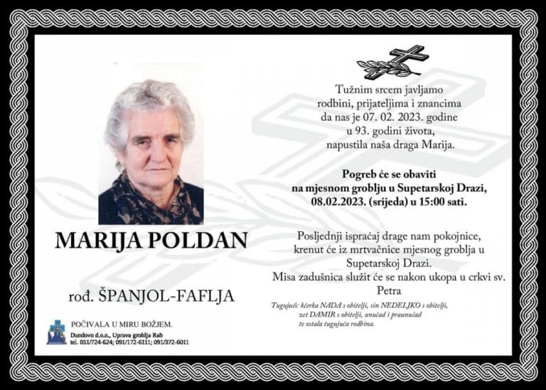 MARIJA POLDAN rođ. Španjol-Faflja