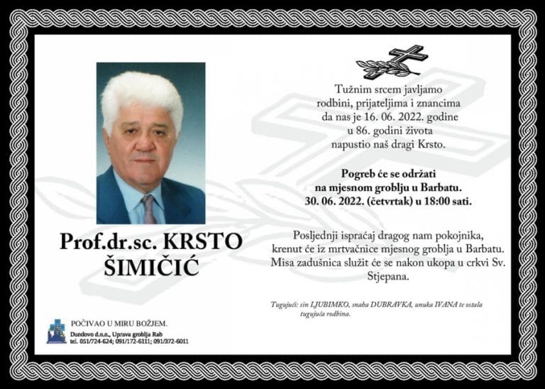 Prof. dr. sc. KRSTO ŠIMIČIĆ