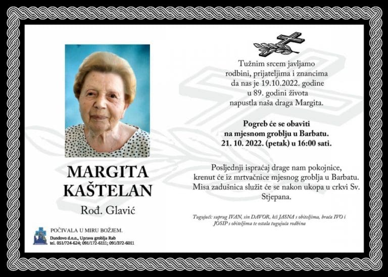 MARGITA KAŠTELAN rođ. Glavić
