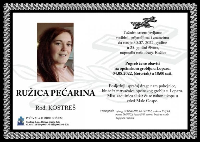 RUŽICA PEĆARINA rođ. Kostreš