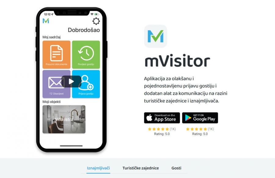 TZ grada Raba osigurala svojim iznajmljivačima jednostavno i brzo prijavljivanje turista uz aplikaciju mVisitor