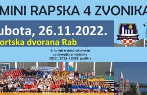 Turnir u mini rukometu „Mini rapska 4 zvonika“ | (sub.) 26.11. od 9.30h – Sportska dvorana Rab