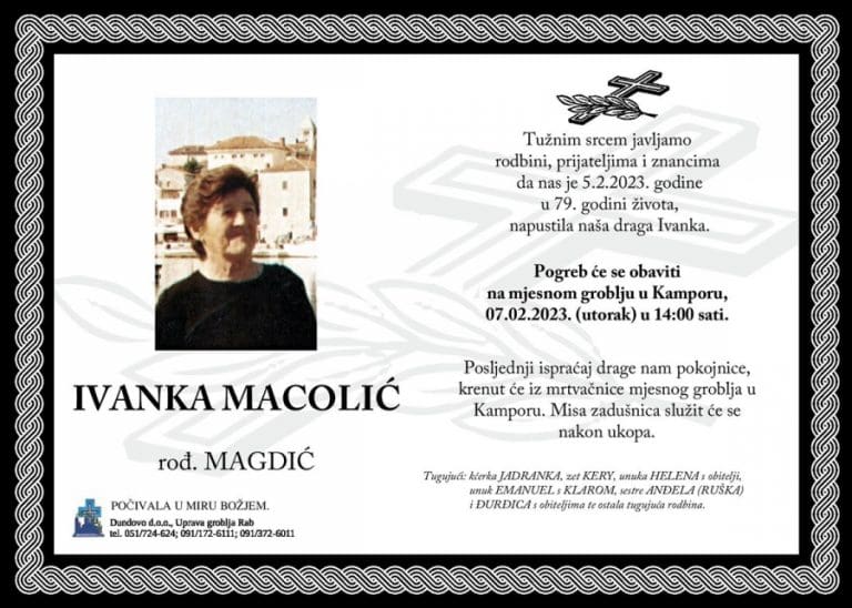 IVANKA MACOLIĆ rođ. Magdić