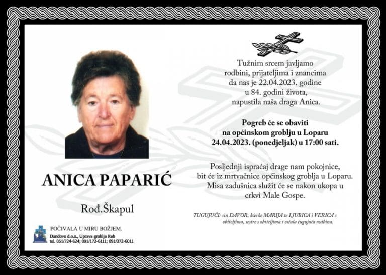 ANICA PAPARIĆ rođ. Škapul
