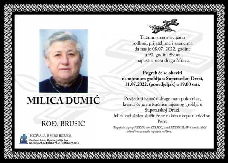 MILICA DUMIĆ rođ. Brusić