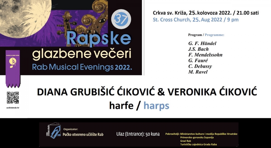 37. RGV – U crkvi sv. Križa koncert će održati harfistice Diana Grubišić Ćiković i Veronika Ćiković