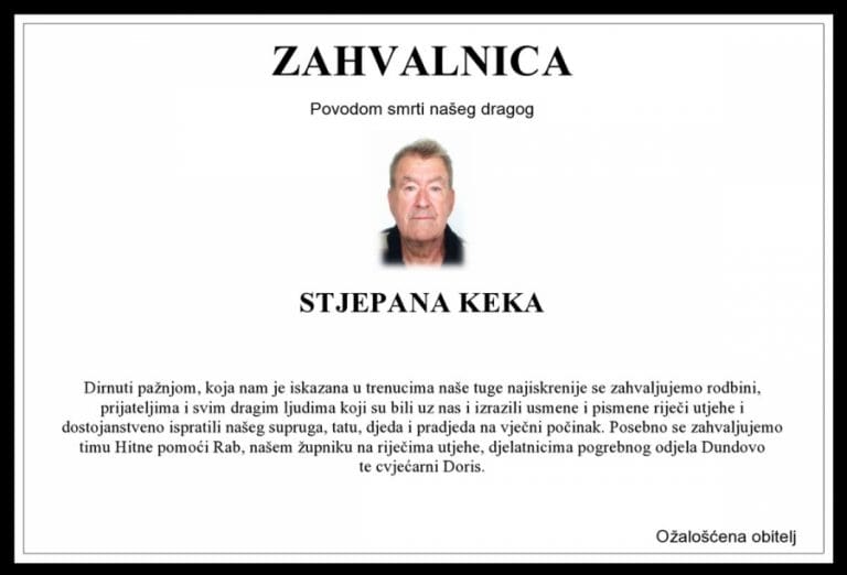 Zahvala | STJEPAN KEKO