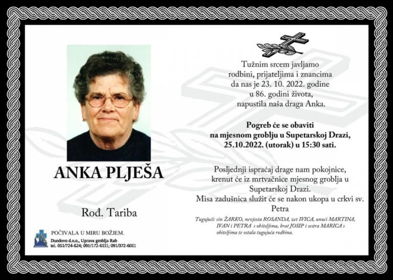 ANKA PLJEŠA rođ. Tariba