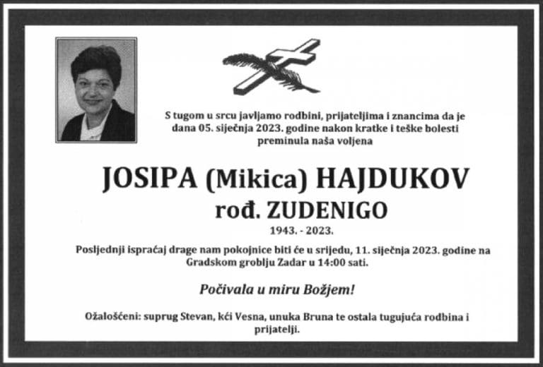 JOSIPA (Mikica) HAJDUKOV, rođ. Zudenigo