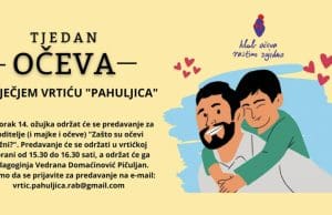Poziv roditeljima na predavanje u sklopu “Tjedna očeva” u Dječjem vrtiću Pahuljica