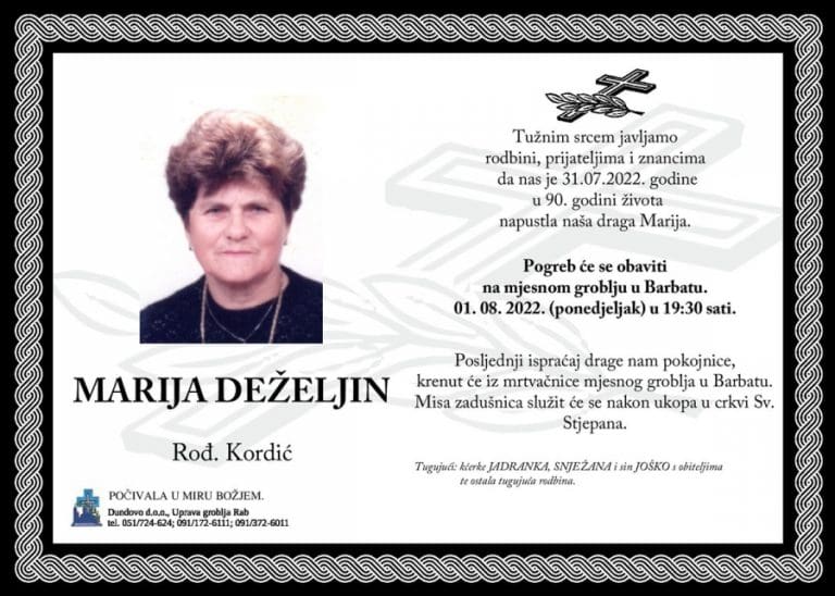 MARIJA DEŽELJIN rođ. Kordić