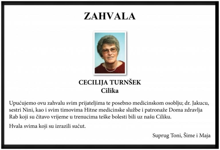 Zahvala | CECILIJA TURNŠEK Cilika