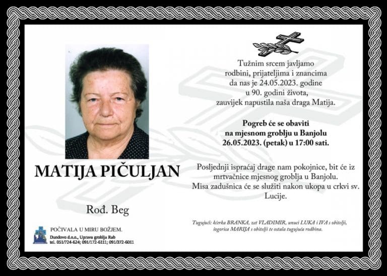 MATIJA PIČULJAN rođ. Beg