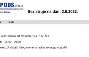 HEP ODS – Obavijest o prekidu opskrbe el. energijom u PALITU | (sri.) 3.08.2022.