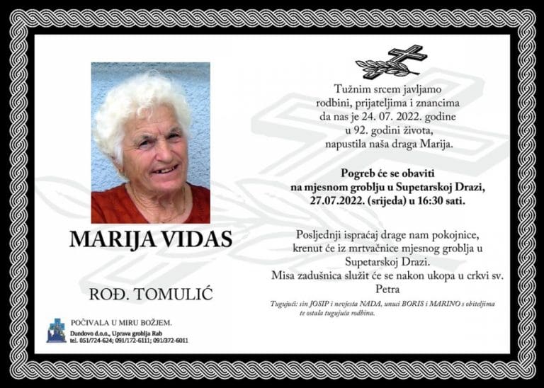 MARIJA VIDAS rođ. Tomulić
