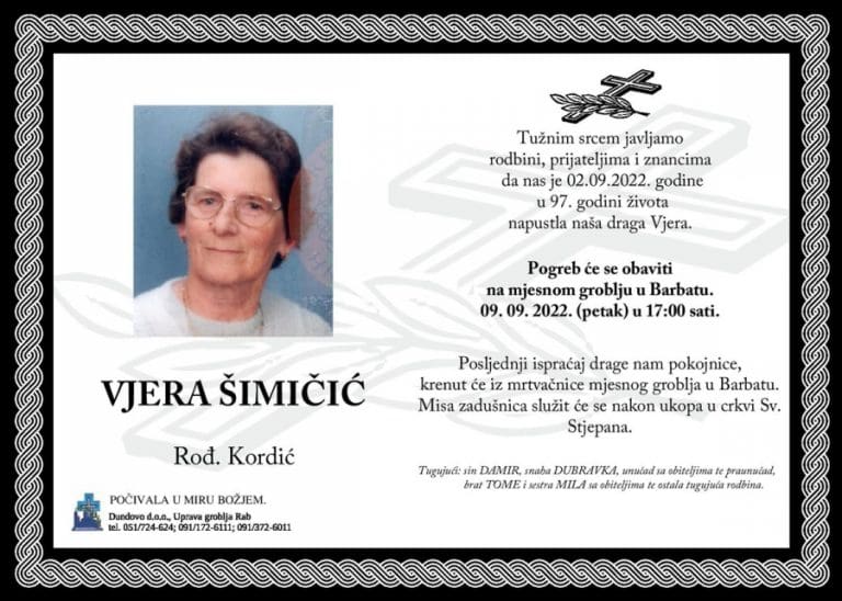 VJERA ŠIMIČIĆ rođ. Kordić