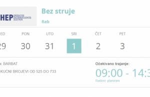 HEP ODS – Obavijest o prekidu opskrbe el. energijom na području BARBATA | (sri.) 1.2.2023.