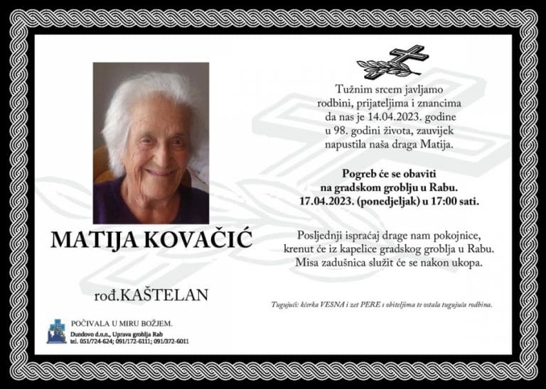 MATIJA KOVAČIĆ rođ. Kaštelan