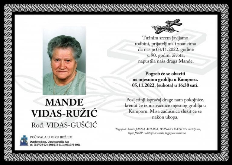 MANDE VIDAS-RUŽIĆ, rođ.Vidas-Gušćić