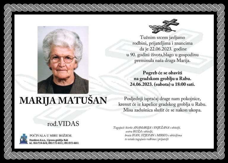 MARIJA MATUŠAN rođ. Vidas