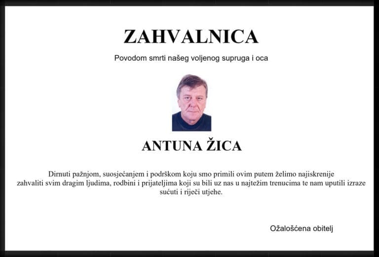 Zahvala | ANTUN ŽIC