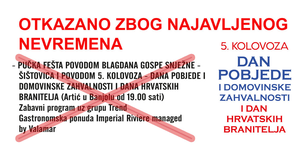Otkazana pučka fešta na Gospu Snježnu – Šistovicu